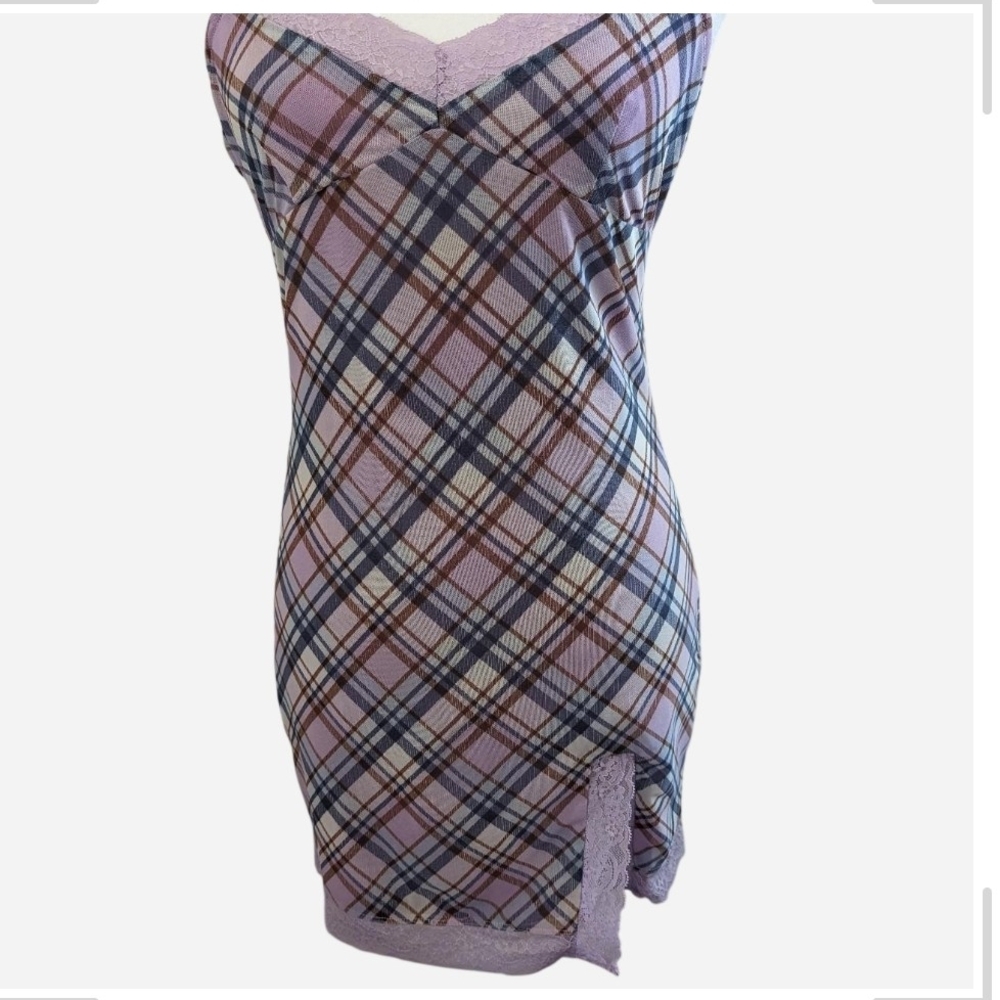 Forever 21 Purple Plaid Dress with Lace